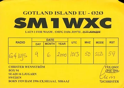 £2.99 • Buy 1 X QSL Card Radio Sweden SM1WXC Gotland Island 2000 ≠ S825