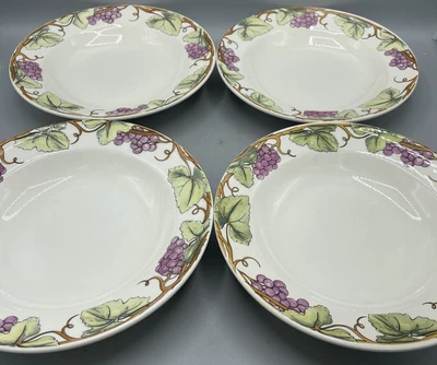 $59.17 • Buy New Williams-Sonoma Grande Cuisine 9” Bowl Set X4 Grapevine Grapes Leaves Italy