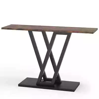 TRIBESIGNS WAY TO ORIGIN Console Table 43.31  Metal Frame Rectangle Brown/Black • $82.15