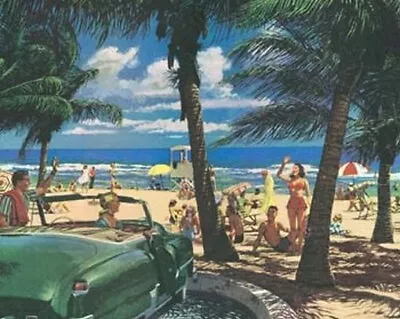 TROPICAL BEACH ART PRINT Miami 16X20 VINTAGE POSTER - PRINT IMAGE PHOTO -D10 • $10.48