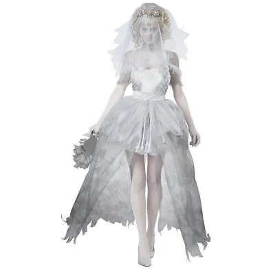 £21.99 • Buy Zombie Bride Costume Women's Ladies Halloween Scary Ghost Masquerade Fancy Dress