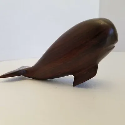 Hand Carved Wooden Whale Figure Decor 4.5  Handmade Vtg Nautical Sea Creature • $12