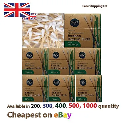 Bamboo Cotton Buds Wood Natural Biodegradable Eco Friendly Swabs Ear Buds • £6.89