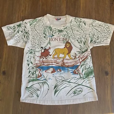 Vintage 1990's The Lion King Disney Designs T-Shirt OSFA Large L Jungle Print • $120