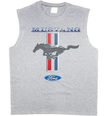 Men's Sleeveless T-shirt Ford Mustang Pony Tri Bar Muscle Tee Tank Top Tshirt • $11.95