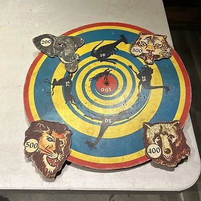 Vintage Shooting Gallery Carnival Masonite Target Game Tiger Bear Lion Deer • $162