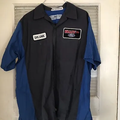 Vintage Mechanic  Auto Shop Shirt Men's L-SS Short Sleeve Blue/grey • $24.99