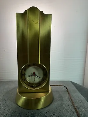 Stnola Lamps & Clock Art Deco Tower Lamp Gold / Brass Tone Lanshire Clock Movem • $49.95