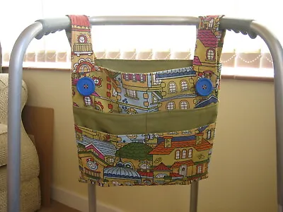  New Design   Homemade Zimmer/walking Frame Bag - 6 Pockets - Houses • £12.50