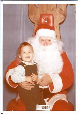 Vtg Found Photo - 1960s - Happy Boy Sits With Santa Claus Christmas Studio Shot • $10.99