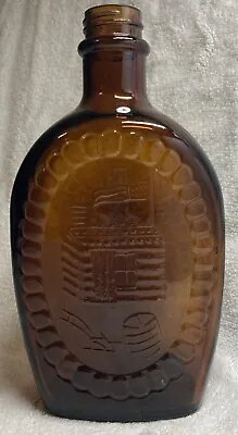 Vintage Syrup Log Cabin Flask Bicentennial 1776 Amber Glass Bottle 24 Oz. • $4.99