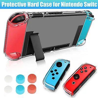 Protective Clear Hard Case+Screen Protector +Thumb Grip Caps For Nintendo Switch • $12.98