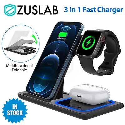 $39.95 • Buy 3 In 1 15W Wireless Charger Dock Qi Fast Charging For IPhone Apple Watch Samsung