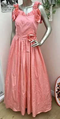 Vintage 1980’s Ellis Coral Pink Bridesmaid Dress Ballgown Victorian Hen Party S • £25