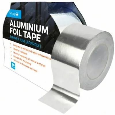 Aluminum Foil Tape Self Adhesive Silver Repair All Metal Surfaces 50MM X 10M • £7.06