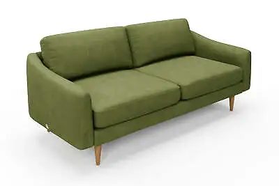 Snug The Rebel Olive Velvet & Brown Feet 3 Seater Sofa RRP £1349.00 • £944.99