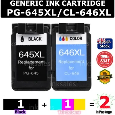 2x Generic PG-645XL CL-646XL Ink For Canon MG3060 2460 TR4560 MX496 TS3160 3360 • $51.80