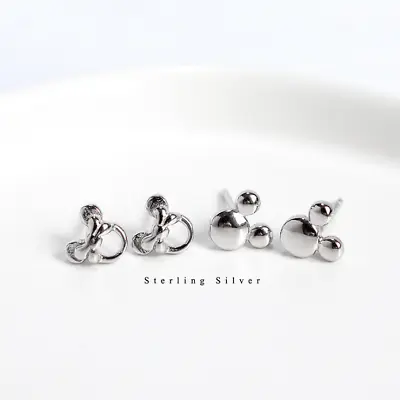 925 Sterling Silver 5mm Tiny Mickey Minnie Mouse Stud Earrings Gift Box PE25 • $9.95