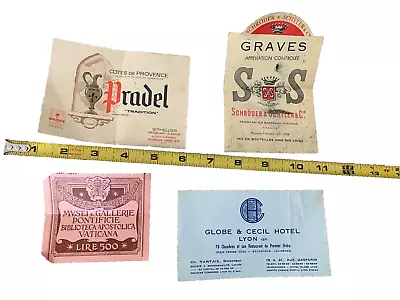 VTG PRADEL French Wine & Liquor Bottle Labels 1950s's Vatican Receipts Hotel ITA • $3.99