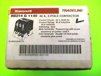 BRAND NEW In BOX HONEYWELL 40 AMP 3-POLE CONTACTOR PART # R8214 G 1140 • $7