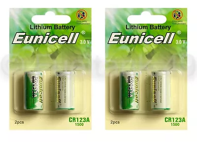 4 X CR123A Batteries 123 CR123 DL123A 3V Lithium Photo Camera Battery Eunicell • £6.35