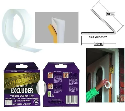 Stormguard Draught Excluder 5M Self Adhesive V Seal Tape Door Window Gap Filler • £5.49