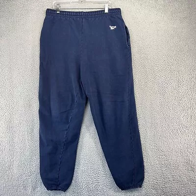 Vintage Reebok Sweatpants Men's Extra Large Blue Cuffed Embroidered Logo Jogger • $34.83