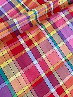 MADRAS CHECK 100% Cotton Fabric 145cm Wide - Ideal For Dressmaking Plaid Tartan • £12.99