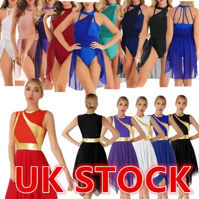 UK Women's Halter Neck Lyrical Ballet Dance Dress Cutout Back Skirted Leotard  • £9.99