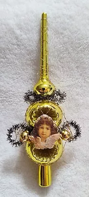 Victorian Dresden Miniature Tree Topper Angel Ornament • $18
