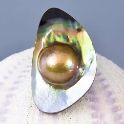 Mabe Blister Pearl In Shell Extreme Colorful Rainbow Iridescent 5.94 G Cabochon • $29