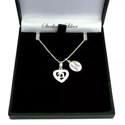 £19.99 • Buy 21 Necklace With Engraving. Sterling Silver. Personalised Gift For 21st Birthday