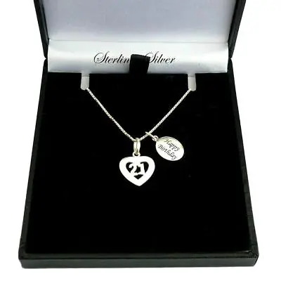 21 Necklace With Engraving. Sterling Silver. Personalised Gift For 21st Birthday • £23.99