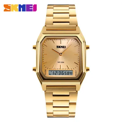 SKMEI Casual Men Quartz Watches Dual Time Display Digital LED Steel Wristwatch  • $15.45