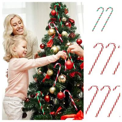 10 Pcs Candy Cane Hanging Ornaments Christmas Tree Decorations For Xmas New Year • £3.59