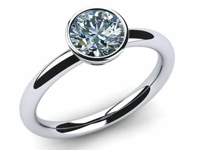 2.05 Ct Ice White Round Moissanite Diamond Solitaire Ring 925 Silver Size 7.25 • $1.52