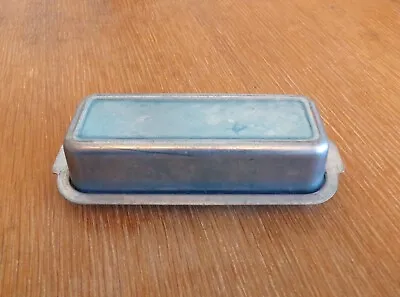 Vintage Bascal 1960s Blue Anodized Aluminum Butter Dish With Cover • $16.99