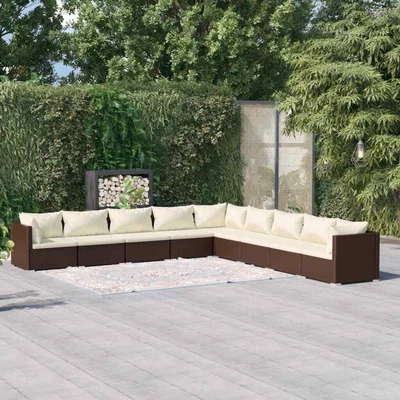$1202.99 • Buy 9 Piece Garden Lounge Set With Cushions Poly Rattan Brown VidaXL