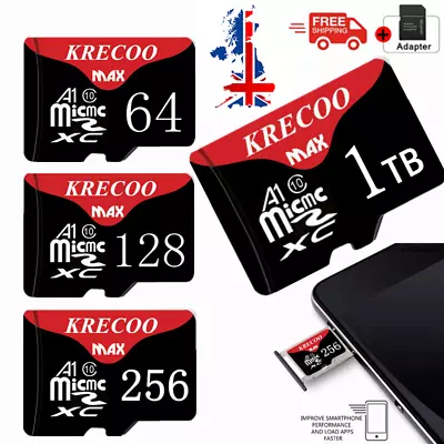 Micro SD Memory Card Class 10 U3 A2 64GB 128GB 256GB 512GB 1TB + Free Adapter • £4.39