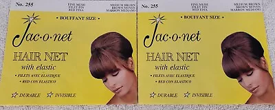  Buy1 Get 1 Free Jac-O-Net Bouffant Invisible Retro  Thin Fine Hair Net M.BROWN • $4.99