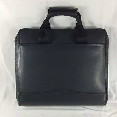 Leather Laptop Franklin Covey Briefcase Padded Organizer Black Travel Cover Tote • $24.99