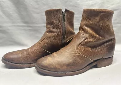Vintage Shoe Company Bison Leather Side Zip Men's Ankle Boots Tan US 11 D • $30