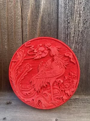 Vintage Chinese Asian Hand Carved Cinnabar Trinket Box • $15