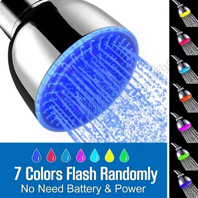 $12.99 • Buy LED Colorful Shower Head Round Home Bathroom 7 Colors Changing Water Glow Light