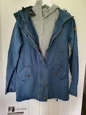 $30.49 • Buy Zaful Denim Jacket, With Grey Sleeveless Hood, Brand New