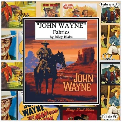 Riley Blake  John Wayne  8570 8576 Western Movies Cowboy Horses Fabrics • $7.49