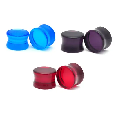 Pair Of Double Flare Glass Plugs Gauges Choose Size Type • $10.19
