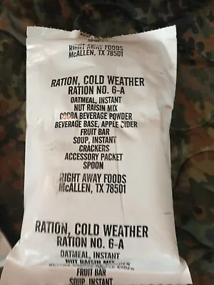 Vintage Right Away Foods Ration Cold Weather Meal Menu 6-A 1x • $39.99