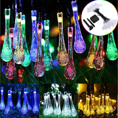 £9.49 • Buy LED Raindrop Teardrop Solar Powered String Fairy Lights Outdoor Garden Party UK