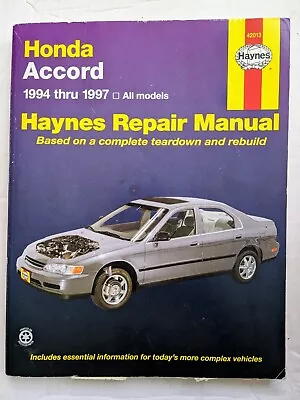 Haynes Repair Manual 42013 Honda Accord 1994-1997 Teardown & Rebuild • $14